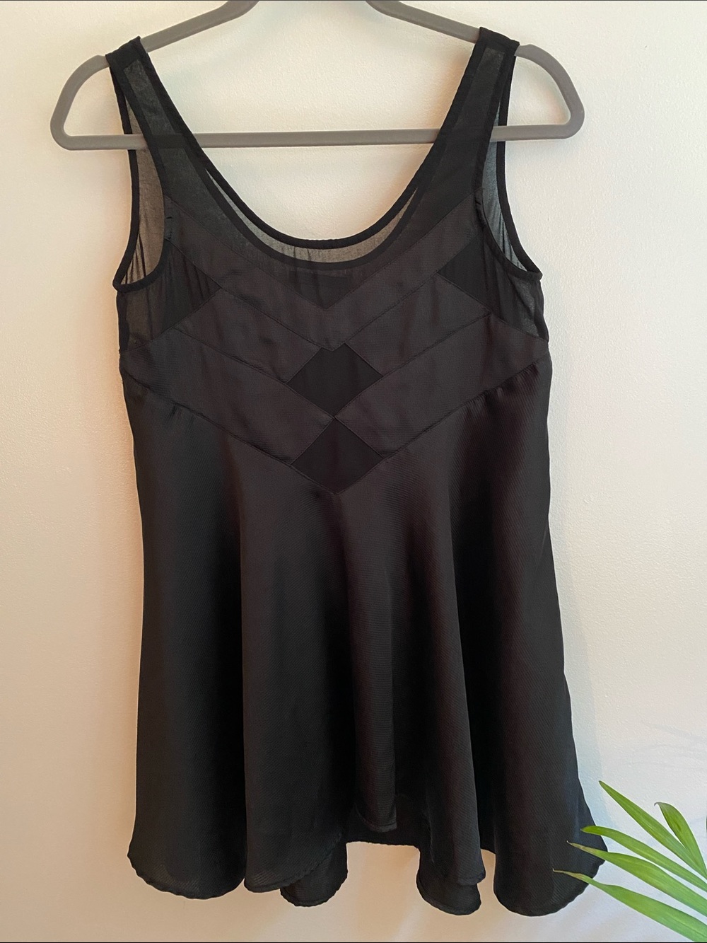 muse muse Black Ribbon and Mesh Chemise Mini Dress.